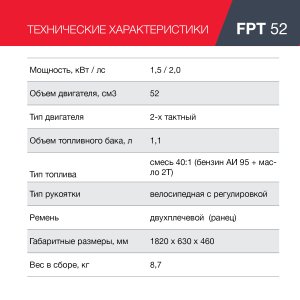Бензиновый триммер FUBAG FPT 52 в Благовещенске фото