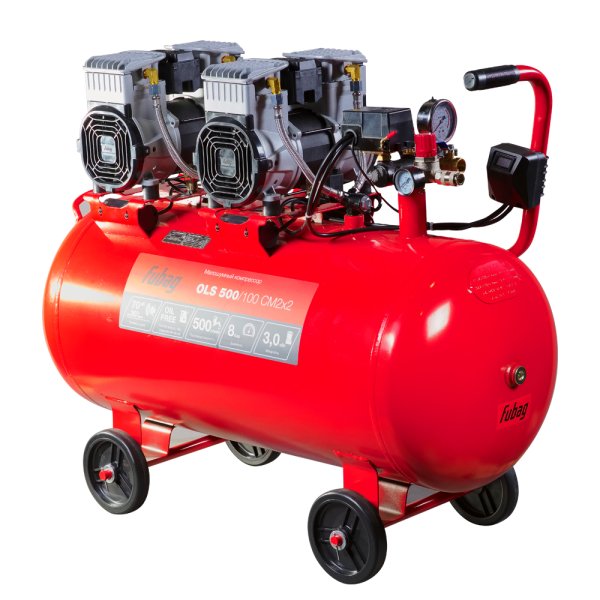 Компрессор воздушный безмасляный малошумный FUBAG OLS 500/100 CM2х2 + Набор пневмоинструмента (5 предметов) в ПОДАРОК в Благовещенске фото