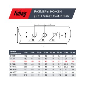Нож для газонокосилок FUBAG 53 см (21")  в Благовещенске фото