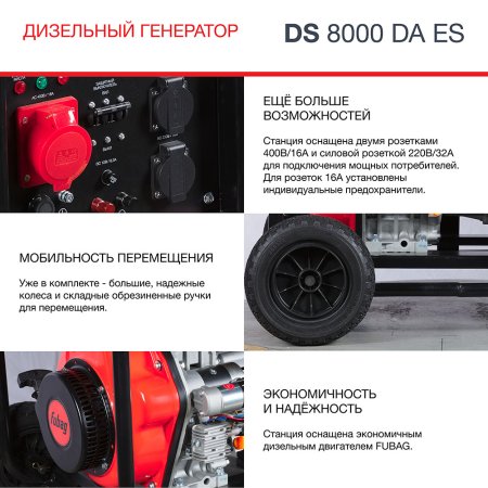FUBAG Дизельный генератор (трехфазный) с электростартером и коннектором автоматики DS 8000 DA ES в Благовещенске фото
