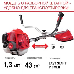 FUBAG Бензиновый триммер FPT 43R + Триммерная леска  сечение витой квадрат L 130 м * 2.4 мм в ПОДАРОК в Благовещенске фото
